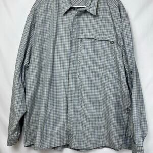 REI Men Blue/Gray Size 2XL Plaid UPF 50+ Button Up Long Sleeve Athleisure Shirt